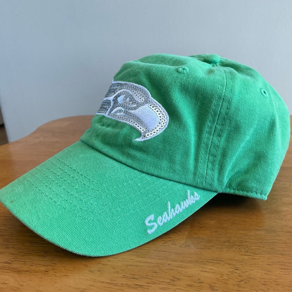 Seattle Seahawks NFL Team Women’s Green Sequin Adjustable Cap Hat